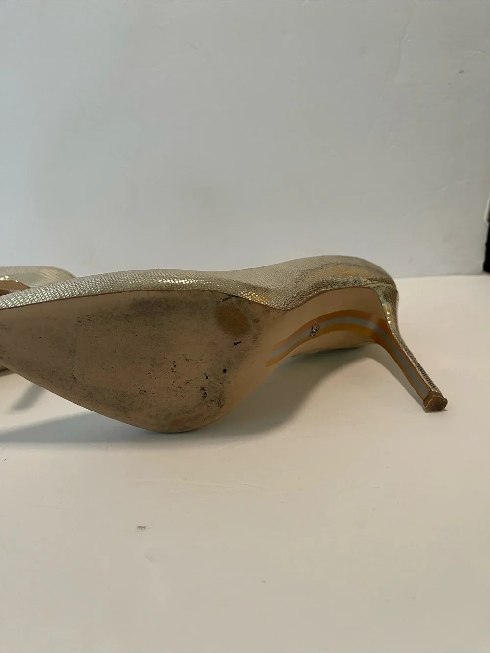 Sam Edelman Heels Pumps Pointed Toe Gold Metallic Size 10 M Leather Party Event